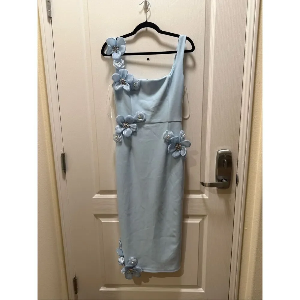 Elliatt Chantelle 3D Midi Dress Blue weddings parties evening events size M NWT - Picture 6 of 8